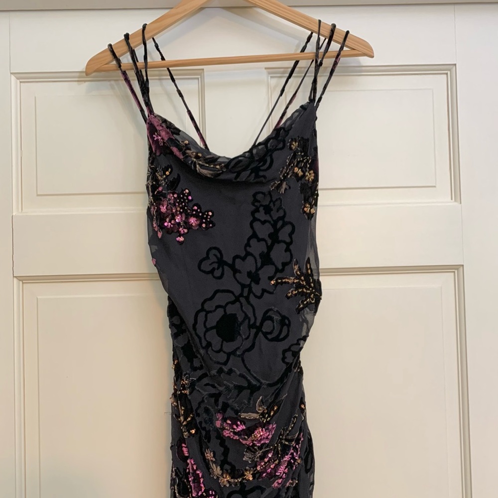 Diane Freis Vintage Black Floral Dress